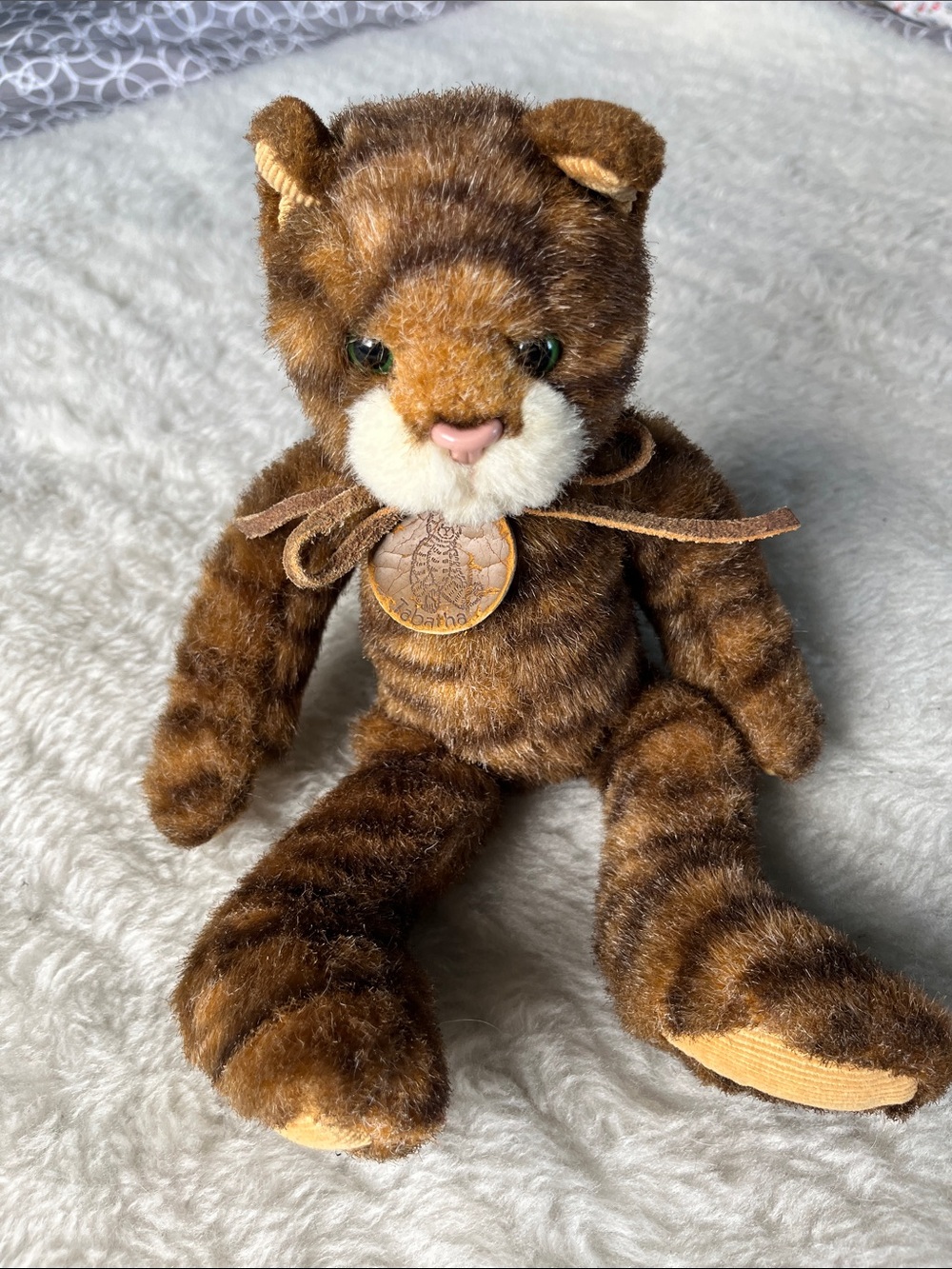 Russ Brown Striped Plush Cat with Cream Muzzle and Pink Nose